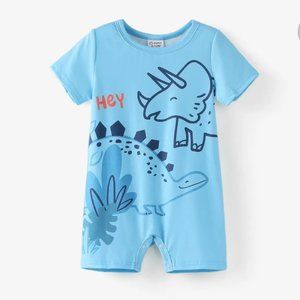Boys Dinosaur Print Short Sleeve Romper